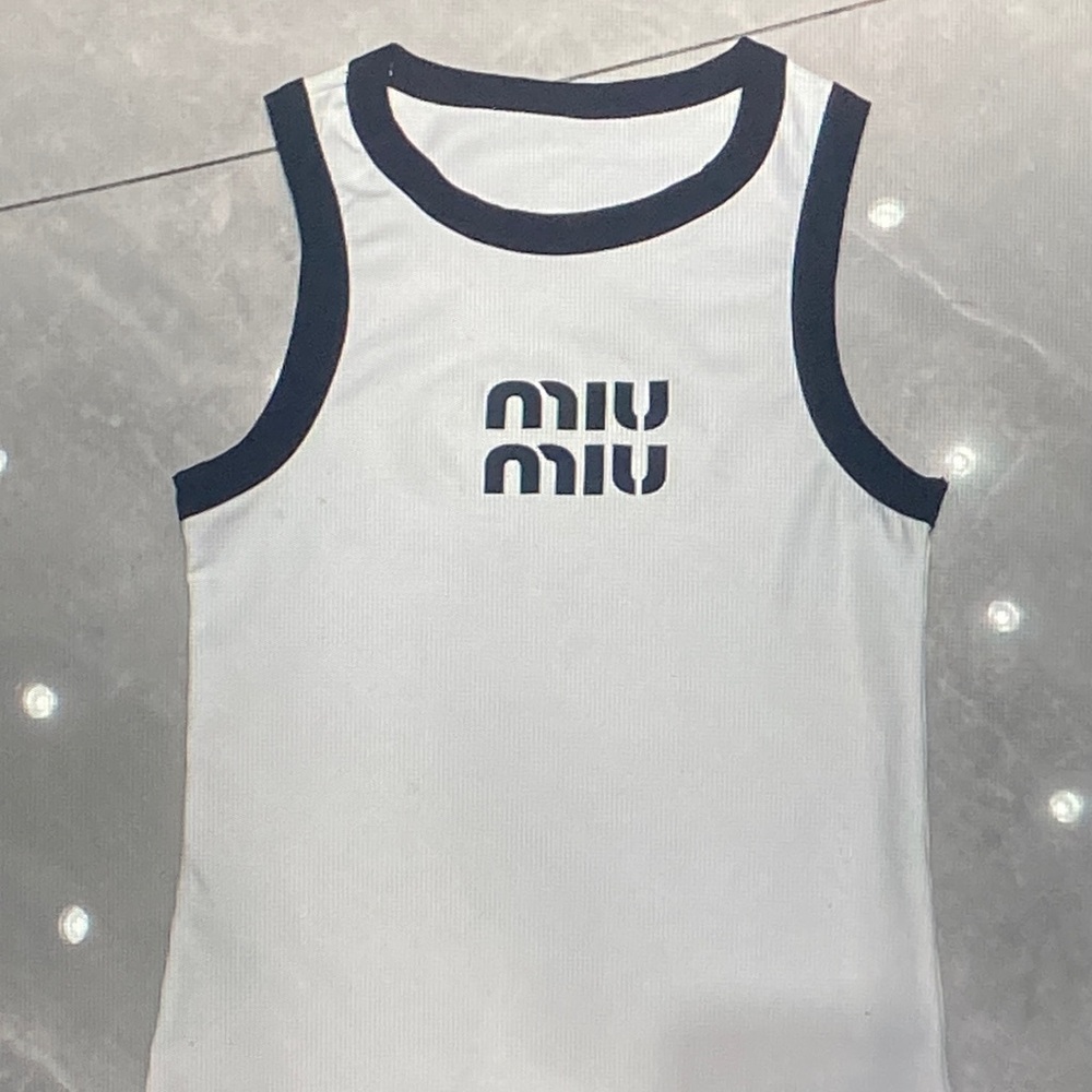 Miu Miu White Tank with Black Accents